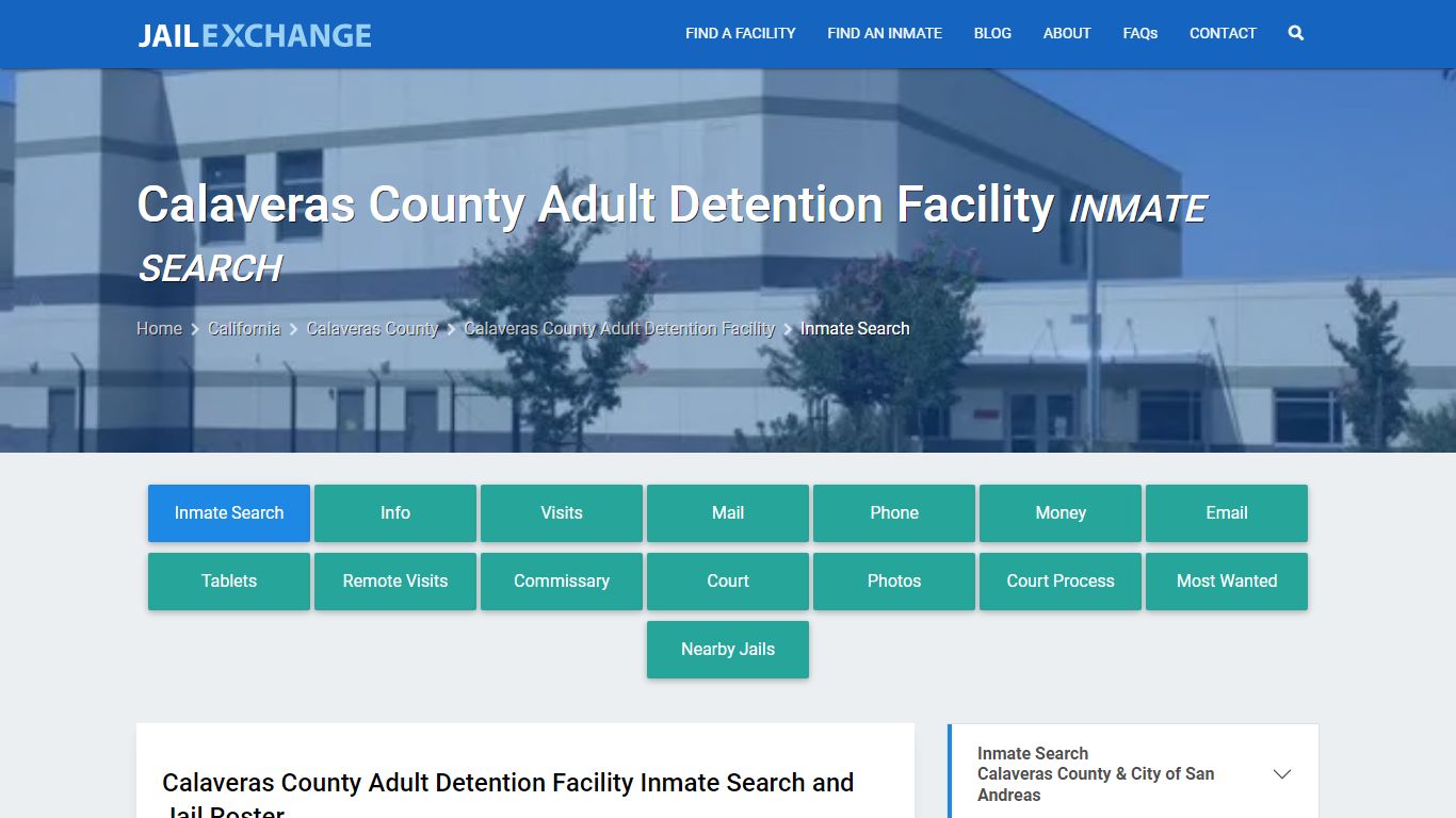 Calaveras County Adult Detention Facility Inmate Search - Jail Exchange